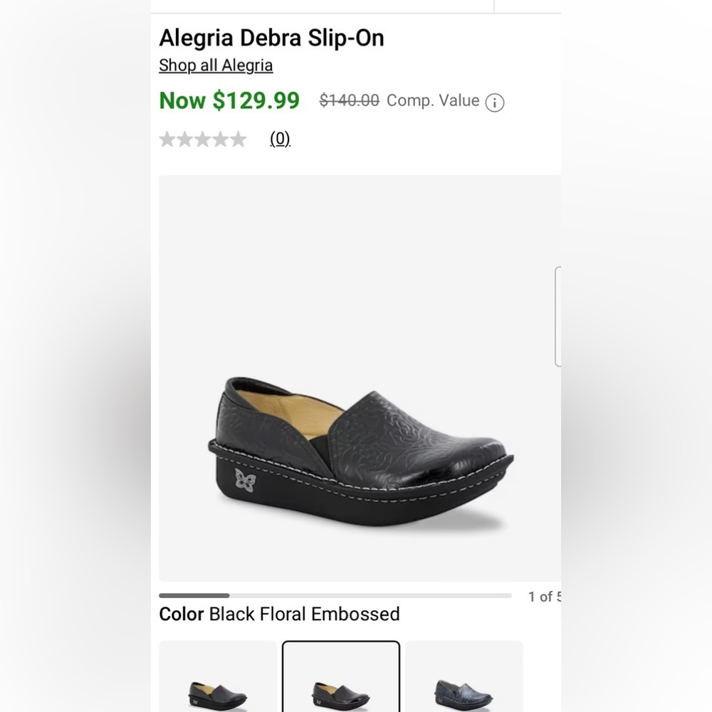 Alegria Debra Slip-on Color Black Floral Embossed